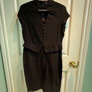 Killstar Black Midi Dress with Button Detail